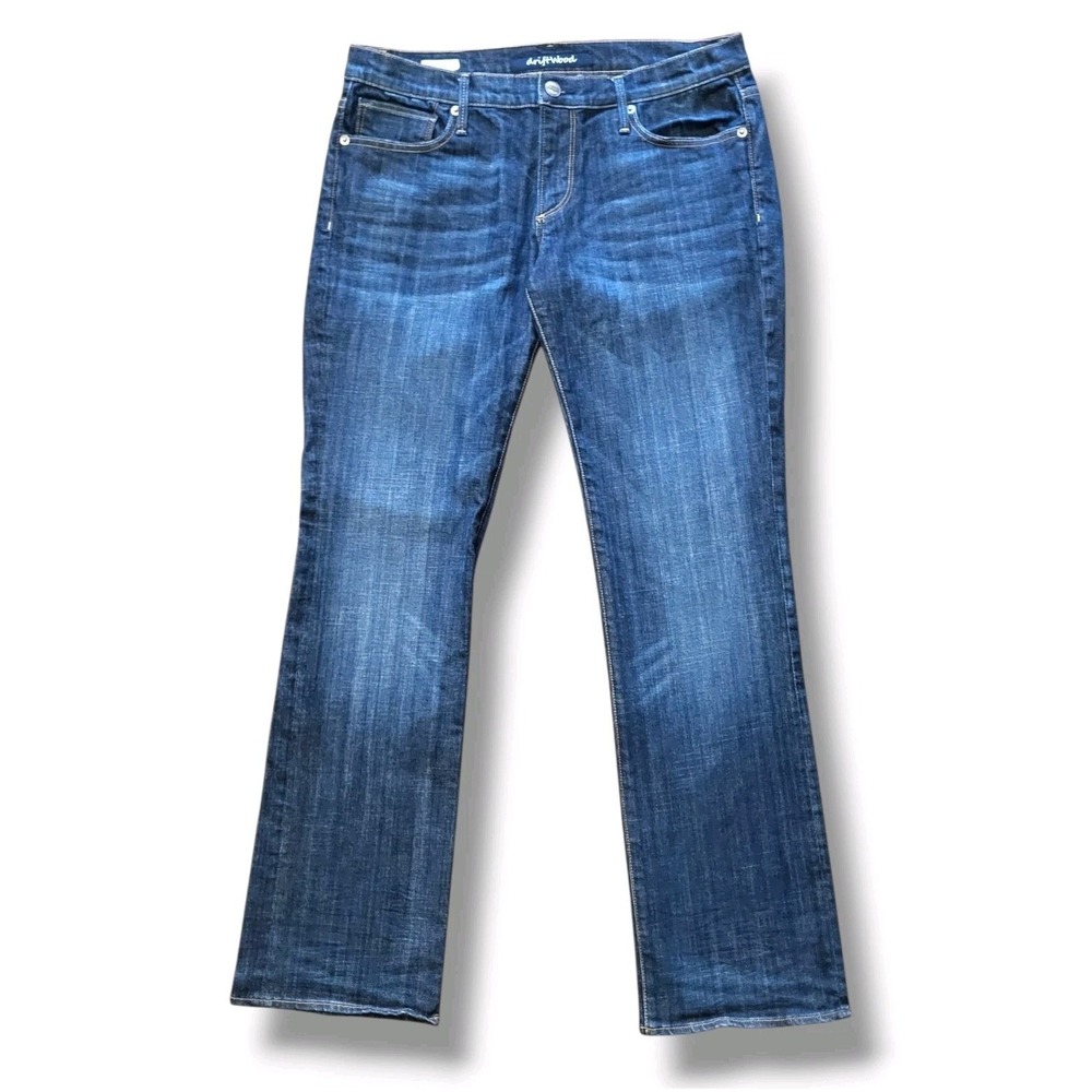Driftwood Kelly Jeans Women's Size 31 Dark Wash Straight Leg Embroidered Pocket